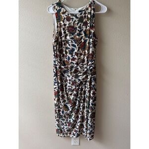 Lauren Ralph Lauren Paisley Floral Faux Wrap Dress Ivory Blue Red Size 8
